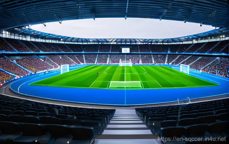 축구 로봇 심판 가능성 - **Prompt 1: The VAR Decision - A Moment of Tension**
    "A professional football match under bright...