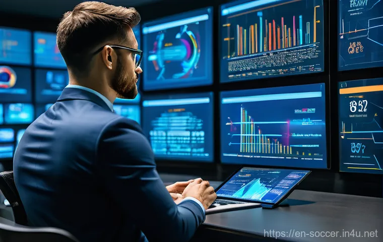 축구 관련 대학원 과정 추천 - **Football Analytics & Data Visualization:** "A diverse group of data analysts, dressed in smart cas...