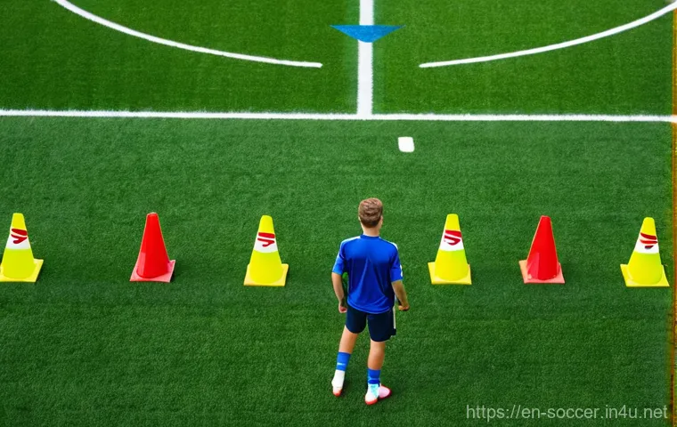 축구 패스 연습 방법 - **Prompt:** A detailed, close-up, high-speed action shot of a male football player, around 20 years ...