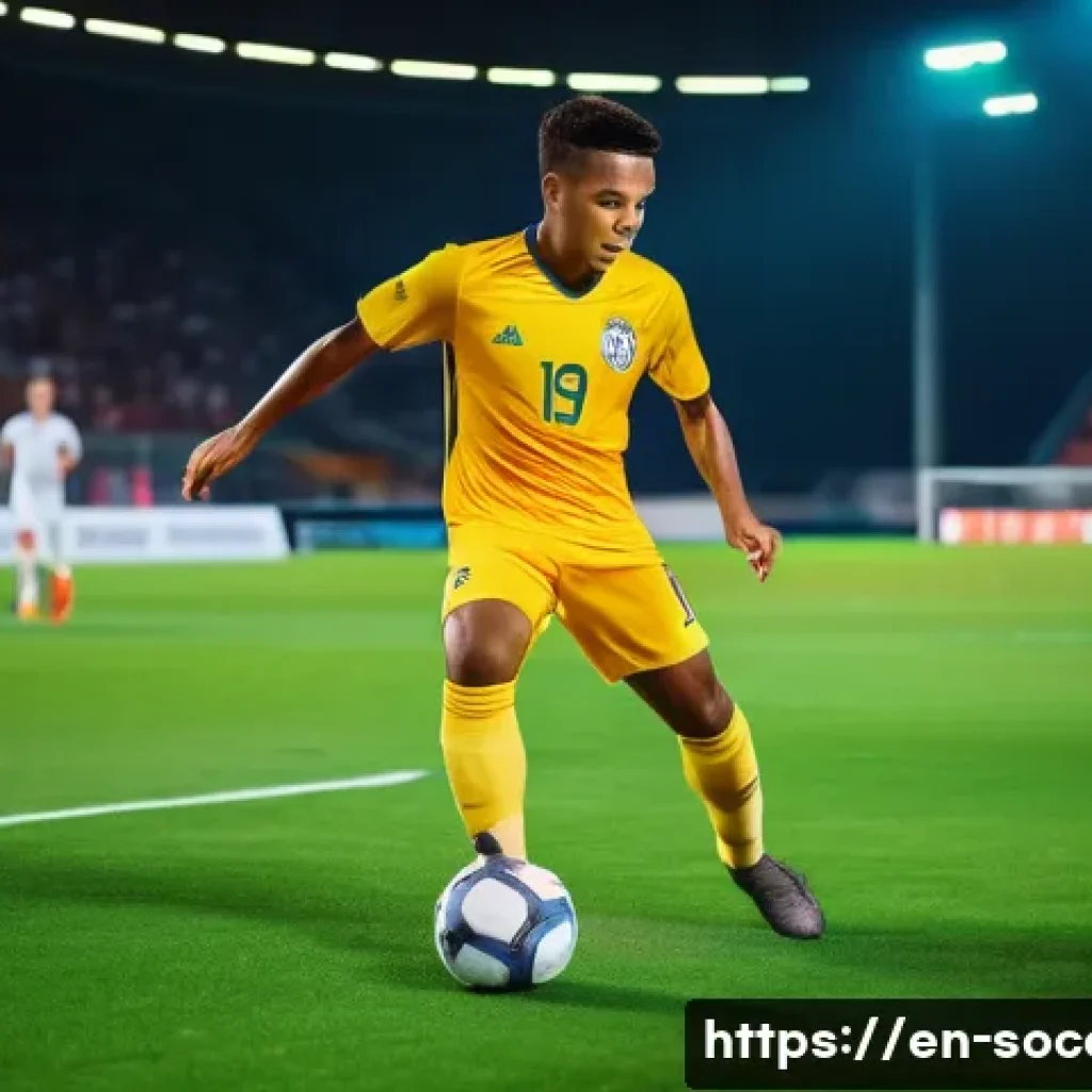 K리그 선수 이적 정보 - A dynamic scene of a young, talented soccer midfielder in action on a vibrant stadium field during a...