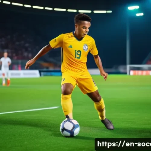 K리그 선수 이적 정보 - A dynamic scene of a young, talented soccer midfielder in action on a vibrant stadium field during a...