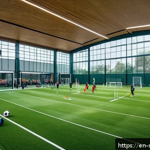 Home 32 축구 클럽 운영 비용 - A professional soccer training facility scene featuring a lush green pitch with modern gym equipment...